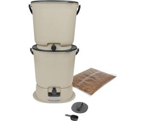 Lot de 2 composteurs Bokashi Essential 15,3L+1kg de Brain+1 Base-Crème