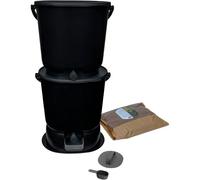 Lot de 2 composteurs Bokashi Essential + base - 15,3 L - Gris foncé - Activateur