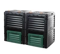 Lot de 2 composteurs en plastique solide avec couvercle à charnière - 2 x 300 litres (h x l x p) - Composteur thermique pour déchets de jardin et de cuisine - Fabriqué en UE