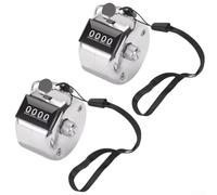 Lot de 2 compteurs à main - Compteur de clic mécanique à 4 chiffres pour le sport, le suivi des présences, l'école et le casino - Corps en métal avec poignet pour bague
