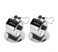 Lot de 2 compteurs manuels mécaniques argentés - Clicker en métal robuste à 4 chiffres jusqu'à 9999 - Compteur de doigts réinitialisable pour sport, tricot, inventaire - Mécanisme d'ajout précis sans