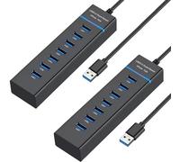 Lot de 2 concentrateurs USB 7 en 1 pour ordinateur portable, PC, MacBook, Mac Pro, Mac mini, iMac, Surface Pro et autres appareils USB