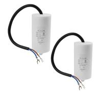 Lot de 2 Condensateur 16µF 450 V Ligne de Condensateur de Travail M8 avec câble de raccordement de 20cm et cosses de câble Condensateur de démarrage 16µF | 88 x 38mm
