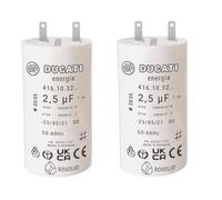 Lot de 2 Condensateurs 2,5 uF pour réparation de volet roulant SOMFY, SIMU. Condensateur cylindriques à 2 cosses Faston 2,8 spécial remplacement pour moteur 6nm de volet.