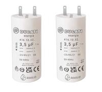 Lot de 2 Condensateurs 3,5 uF pour réparation de volet roulant SOMFY, SIMU. Condensateur cylindriques à 2 cosses Faston 2,8 spécial remplacement pour moteur 8Nm à 10Nm de volet.