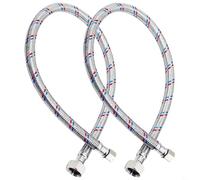 Lot de 2 conduites d'alimentation en eau de robinet en acier inoxydable de 40,6 cm, tuyau flexible de compression femelle de 1,27 cm pour salle de bain, cuisine, évier, toilettes (40 cm)