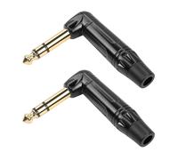 Lot de 2 connecteurs audio rectangulaires 1/4"" à 90 degrés, 6,35 mm Heavy Duty TRS plaqué or, type de soudure stéréo, bricolage, utilisé pour remplacer le connecteur usé sur le câble