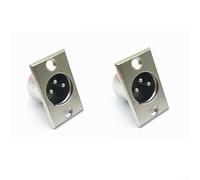 Lot de 2 connecteurs audio XLR mâle femelle à 3 broches, pour microphone en métal avec panneau de rack compatible (2 mâles)