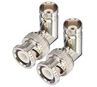 Lot de 2 connecteurs coaxiaux RF BNC mâle vers femelle coudé à angle droit à 90 degrés adaptateur 50 Ohm pour scanner, CCTV, appareil photo, radio Ham Radio, antenne, HD SDI