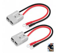 Lot de 2 Connecteurs de Batterie 50 A 600 V avec Câble 10 AWG 30 cm, Joint Torique Câble de Connexion de Batterie Fiche de Chargeur Compatible Camping-Car, Voiture, Bateau, Treuil.