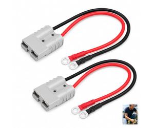 Lot de 2 Connecteurs de Batterie 50 A 600 V avec Câble 10 AWG 30 cm, Joint Torique Câble de Connexion de Batterie Fiche de Chargeur Compatible Camping-Car, Voiture, Bateau, Treuil.