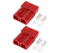 Lot de 2 connecteurs de borne de câble 50 A, pour systèmes d'alimentation de batterie de chariot élévateur, boîtier à clé mécanique sans sexe, ignifuge UL94-V0, véhicules industriels (rouge)