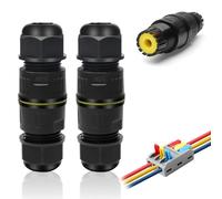 Lot de 2 connecteurs de câble étanches à 3 broches - Connecteur de câble étanche IP68 - Manchon de connexion pour câble de terre - Diamètre : 3-8 mm - Boîte de distribution extérieure pour jardin,