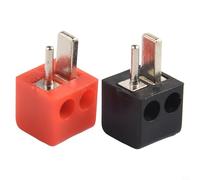 Lot de 2 connecteurs de haut-parleur Hi-Fi DIN 2 broches avec bornes à vis - Contacts en cuivre - Coque en ABS - Design en T pour terminaison de câble audio
