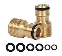 Lot de 2 connecteurs de robinet de jardin en laiton, 1.27 cm, connecteur de tuyau BSP mâle de 1.27 cm pour adaptateur de robinet fileté, connecteur rapide