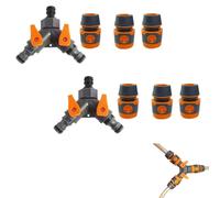 Lot de 2 connecteurs de tuyau à trois voies, répartiteur d'eau de jardin robuste avec vannes d'arrêt individuelles, adaptateur multi-sortie résistant aux fuites pour irrigation, arrosage et