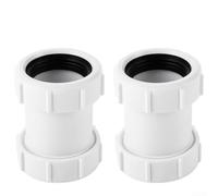 Lot de 2 connecteurs de tuyau droits en polypropylène PVC avec joint pour tuyau d'évacuation de baignoire, évier, douche, blanc, 40 mm