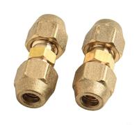Lot de 2 connecteurs de tuyau en cuivre à double mamelon en laiton pour climatisation et système de refroidissement, connexion sans soudure, étanche et résistant à la pression,