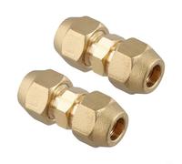 Lot de 2 connecteurs de tuyau en cuivre à double mamelon en laiton pour climatisation et système de refroidissement, connexion sans soudure, étanche et résistant à la pression,