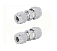 Lot de 2 connecteurs droits à compression, 12 mm en acier inoxydable à double virole, adaptateur de raccord de tuyau de compression pour plomberie, compresseurs d'air