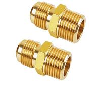 Lot de 2 connecteurs évasés de 1,9 cm vers 1,9 cm NPT mâle en laiton, adaptateur de ligne de torche en laiton pour connecteurs hydrauliques, CVC, air, gaz naturel