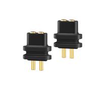 Lot de 2 connecteurs femelles à double aiguille convexes de 0,78 mm pour écouteurs mâles de 0,7 à 0,8 mm, noirs