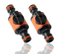 Lot de 2 connecteurs Hozelock et vanne d'arrêt de jardin | Raccords universels en ABS pour robinet à dégagement rapide | Compatible avec les systèmes d'irrigation Hozelock mâle-mâle et mâle