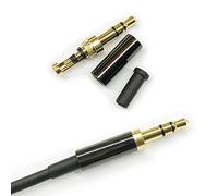 Lot de 2 Connecteurs Jack 3,5 mm Mâles KetDirect Tripolaires Plaqués Or pour casque audio et écouteurs Noirs