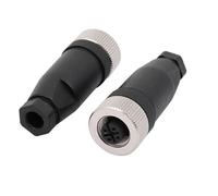 Lot de 2 connecteurs M12 4 Broches Fiche Aviation Code A Code Connecteur de câble capteur IP67 étanche Connecteur Rond Industriel fusible fileté Connecteur Rond pour (Femelle)