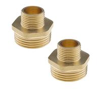 Lot de 2 connecteurs mâles 1/4" vers fiche 1/2" en laiton - Raccord de tuyau hexagonal double mamelon - Adaptateur pour conduction d'air - Tuyau d'eau - Tuyau d'huile - Tuyau de carburant