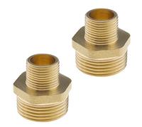 Lot de 2 connecteurs mâles 3/4" vers fiche 3/8" en laiton - Raccord de tuyau hexagonal double mamelon - Adaptateur pour conduction d'air - Tuyau d'eau - Tuyau d'huile - Tuyau de carburant