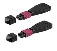 Lot de 2 connecteurs MPO OM4 multimode femelle Loopback prend en charge 12 cœurs fibres, 6 canaux pour réseaux 40G 100G et tests QSFP