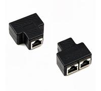 Lot de 2 connecteurs RJ45 1 vers 2 voies réseau LAN femelle F pour connecteurs CAT6 CAT5e CAT5