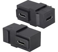 Lot De 2 Connecteurs Usb C 3.1 Keystone À 90 Degrés À Angle Droit Usb 3.1 De Type C Femelle Vers Femelle Pour Panneau De Sortie De Plaque Murale (90 Degrés/Noir)[GBP6276510]
