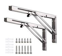 Lot de 2 consoles pliantes professionnelles en acier inoxydable - Pour étagères et bancs - 400 mm