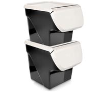 Lot de 2 Conteneurs de stockage VILDE - Plastique alimentaire - 34x26x27 5 cm - Noir et cendres