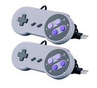 Lot DE 2 Contrôleur USB pour Classique Super Nintendo NES Snes, USB Famicom contrôleur Joypad Manette de Jeu pour Ordinateur Portable PC Windows/Mac/Raspberry Pi (Noir)