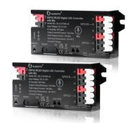 Lot de 2 contrôleurs WLED avec microphone, ESP32 DC 5 V-24 V pour bandes LED adressables numériques RVB IC WS2811 WS2812B SK6812 WS2815 RGBW adressables FCOB