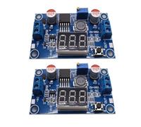 Lot de 2 convertisseurs abaisseurs LM2596 avec régulateur de tension réglable DC 4-40 V à 1,25-37 V avec voltmètre numérique LED