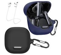 [Lot de 2] Coque easyBee anti-perte compatible Soundcore Liberty 4 NC, coque en silicone liquide ultra fine anti-chocs, étui de protection pour écouteurs - Noir