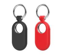 Lot de 2 Coque pour Samsung Galaxy SmartTag2: AIYAAIYA Protection en Silicone Antichoc pour Smart Tag 2 (2023) avec Porte-Clés pour Portefeuille Bagages Sac à Dos Animal de Compagnie (Noir + Rouge)