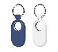 Lot de 2 Coque pour Samsung Galaxy SmartTag2: AIYAAIYA Protection en Silicone Antichoc pour Smart Tag 2 (2023) avec Porte-Clés pour Portefeuille Bagages Sac à Dos Animal de Compagnie (Bleu + Blanc)
