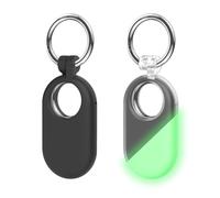 Lot de 2 Coque pour Samsung Galaxy SmartTag2: AIYAAIYA Protection en Silicone Antichoc pour Smart Tag 2 (2023) avec Porte-Clés pour Bagages Animal de Compagnie (Noire + Fluorescence Transparente)