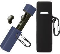Lot de 2 coques compatibles avec A30i Earbuds [avec 2 mousquetons], coque en silicone liquide ultra fine résistante aux chocs, étui de protection pour casque Bluetooth - Noir et bleu