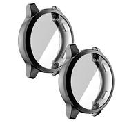Lot de 2 coques compatibles avec Garmin Vivoactive 4S avec protecteur d'écran, coque souple en TPU résistant aux chocs et aux rayures pour Garmin Vivoactive 4S (noir/noir)