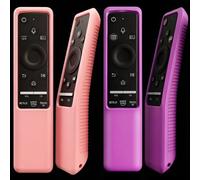 Lot de 2 coques compatibles avec télécommande Samsung Smart TV BN59 Series - Coque de protection légère en silicone résistante aux chocs et antidérapante - Rose brillant et violet brillant