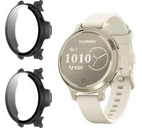 Lot De 2 Coques Compatibles Garmin Lily 2 Active Avec Verre Trempé - Étui Pc Antichoc Et Anti-Rayures Type Bumper, Protection Complète - Noir