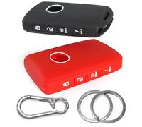 Lot de 2 Coques de clé Click&Fit en Silicone compatibles avec Mazda 3 6 CX-30 CX-5 CX-9 CX-50 2019-2024 - Coque de Protection en Caoutchouc à 4 Boutons - Noir + Rouge