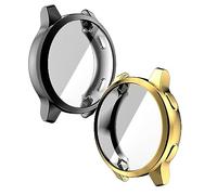 Lot de 2 coques de protection compatibles avec Garmin Venu 2 - Film de protection d'écran flexible en TPU - Anti-rayures - Pour Garmin Venu 2 45 mm (noir/or)