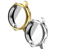 Lot de 2 coques de protection compatibles avec Garmin Venu 2 - Film de protection d'écran flexible en TPU - Anti-rayures - Pour Garmin Venu 2 45 mm (or/argent)